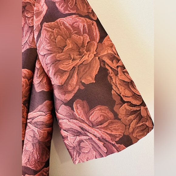 Gal Meets Glam Womens Ingrid Rust Rose Floral Jacquard Fit & Flare Mini Dress 4 - Picture 8 of 16